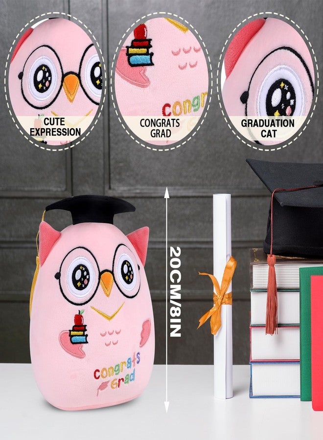 refavor Pink Owl Kindergarten Graduation Stuffed Animal 2025, Preschool Class of 2025 Graduation Plush Pillow with Black Cap, Commemorative Congrats Grad Party Owl Plushies Favors(8 Inch) - Image 2